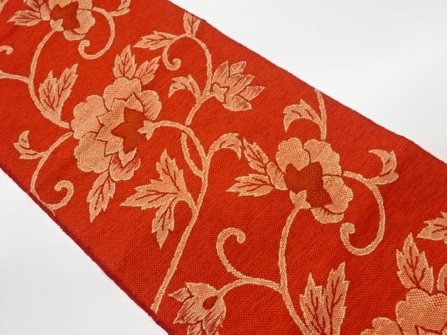 JAPANESE KIMONO / VINTAGE NAGOYA OBI / WOVEN FLOWER ARABESQUE